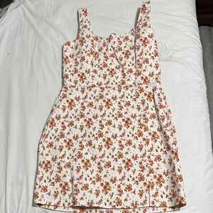 Francesca's Collections White and Orange Floral Dress